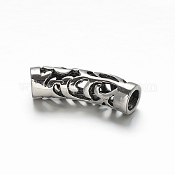 Hollow 304 Stainless Steel Beads, Tube, Antique Silver, 23x6.5mm, Hole: 4mm