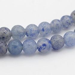 Натуральный голубой авантюрин круглых бусин пряди, 4 мм, отверстие : 1 мм, около 102 шт / нитка, 15.7 дюйм