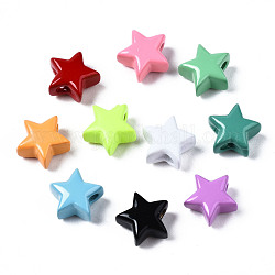 Spray Painted Brass Charms, Star, Mixed Color, 10x10.5x5.5mm, Hole: 2mm