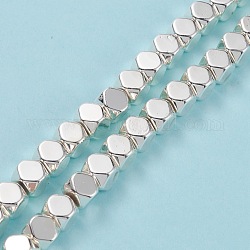 Non magnetici perle ematite sintetico fili, placcatura galvanica (ritenzione del colore per 1 anno), poliedro, Argento Placcato, 8x8x8mm, Foro: 0.8 mm, circa 50pcs/filo, 15.83 pollice (40.2 cm)