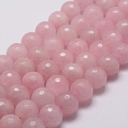 Chapelets de perles en quartz rose naturel, facette, ronde, 10mm, Trou: 1mm, Environ 37 pcs/chapelet, 14.9 pouce ~ 15.1 pouces