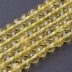 Citrine perles brins, ronde, cristal synthétique, teints et chauffée, 8mm, Trou: 1mm