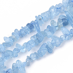 Chapelets de perles en aigue-marine naturelle, puce, Grade a, 5~15x5~10x2~7mm, Trou: 1mm, environ 130~140 pcs / brin, 15.75 pouce (40 cm)
