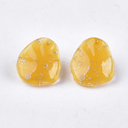 Accessoires de clous d'oreilles en résine, avec feuille d'or et des épingles de fer, larme, or, 18.5x16.5mm, trou: 1.8 mm, broches: 0.7 mm
