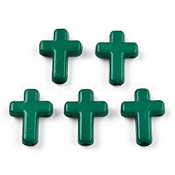 Abalorios acrílicos opacos, cruz, verde oscuro, 16x12x4.5mm, aproximamente 1230 unidades / 500 g