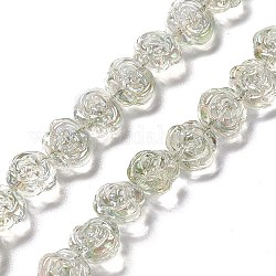 Electroplate Glass Beads Strands, Half Rainbow Plated, Rose, Pale Goldenrod, 12.5x14x9mm, Hole: 1mm, about 55pcs/strand, 25.98''(66cm)
