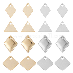 Benecreat 64pcs 8 encantos de latón de estilo, Plateado de larga duración, rombo y triángulo, oro y plata, 6.5~10.5x6~8.5x0.2~1.5mm, agujero: 1 mm, 8 piezas / style