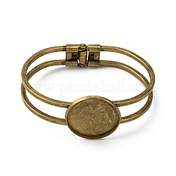 Accessoire de bricolage de bracelet en laiton, base de bracelet vide, bronze antique, 60mm, plateau rond: 25 mm