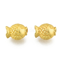 Alloy European Beads, Large Hole Beads, Matte Style, Fish, Matte Gold Color, 10x12x7.5mm, Hole: 2.5mm