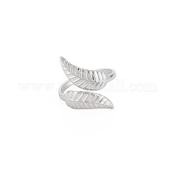 304 anillo de puño abierto de hoja de acero inoxidable para mujer, color acero inoxidable, nosotros tamaño 6 3/4 (17.1 mm)