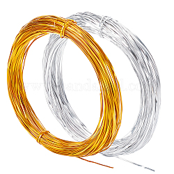 BENECREAT 40m 18 Gauge/1mm Flat Aluminum Wire, 0.4mm Thick Gold Silver Cloisonne Enamel Wire for DIY Craft Jewelry Making Wiry Enamel Craft (65.6 Feet/Roll, 2 Rolls)