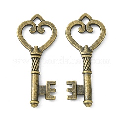 Pendente in lega stile tibetano,  piombo e cadmio libero, skeleton key, bronzo antico, 46.5x18x4mm, Foro: 3 mm, circa 245pcs/1000g