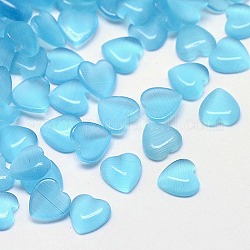 Cat Eye Cabochons, Heart, Pale Turquoise, 6x6x3mm