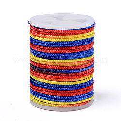 Hilo de poliéster teñido en segmentos, cordón trenzado, colorido, 1.5mm, alrededor de 5.46 yarda (5 m) / rollo