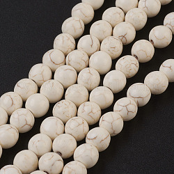 Perles de magnesite synthetiques, ronde, 8mm, Trou: 1mm, Environ 50 pcs/chapelet