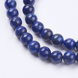 Lapislázuli natural (pegamento de color relleno) cordones de perlas, teñido, aa grado, redondo, 6mm, agujero: 0.5 mm, aproximamente 66 pcs / cadena, 15.3 pulgada