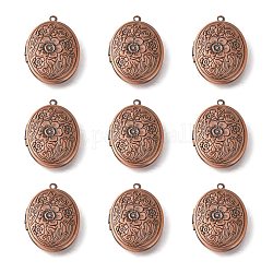 Messing-Medaillon-Anhänger, Bilderrahmen Anhänger / charms für Halskette, Rotkupfer, Oval, ca. 24 mm breit, 34 mm lang, Bohrung: 2 mm