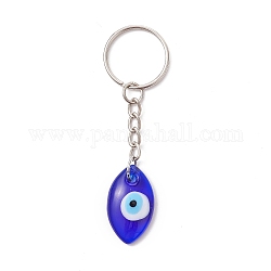 Porte-clés pendentifs mauvais œil en verre bleu, avec porte-clés fendus, oeil de cheval, 8.5 cm