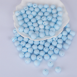 Perles focales rondes en silicone, perles à mâcher pour les jouets de dentition, Diy soins infirmiers colliers faisant, cyan clair, 15mm, Trou: 2mm