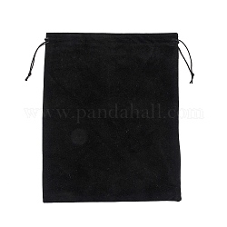 Bourses en velours, sacs à cordonnet, rectangle, noir, 35~36x28x0.4 cm