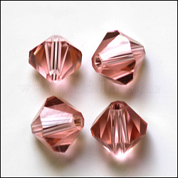 Imitation österreichischen Kristallperlen, Klasse aaa, facettiert, Doppelkegel, Flamingo, 3x3 mm, Bohrung: 0.7~0.9 mm