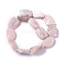 Natural Rhodochrosite Beads Strands, Flat Slab Beads, Nuggets, 29~35x20~22x9~11mm, Hole: 1.2mm, about 13pcs/strand, 15.35 inch