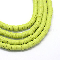 Manuell Polymer Ton Perlen, Disc / Flachrund, heishi Perlen, grün gelb, 8x0.5~1 mm, Bohrung: 2 mm, ca. 380~400 Stk. / Strang, 17.7 Zoll