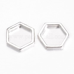 Anneaux connecteurs en alliage, hexagone, platine, 22x19.5x2.5mm