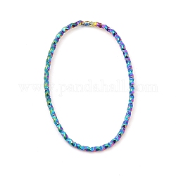 304 Edelstahl verbindet Ringe, strukturiert, Oval, Regenbogen-Farb, 31x20x1 mm, Innendurchmesser: 28.5x17 mm