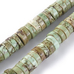 Natürliche Howlith Perlen Stränge, heishi Perlen, gefärbt und erhitzt, Flache Runde / Scheibe, dunkles Seegrün, 8x3 mm, Bohrung: 1 mm, ca. 122 Stk. / Strang, 15.1 Zoll (38.5 cm)