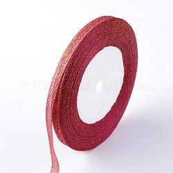 Glitter Metallic Ribbon, Sparkle Ribbon, with Gold Metallic Cords, Valentine's Day Gifts Boxes Packages, Hot Pink, 1/4 inch(6mm), about 33yards/roll(30.1752m/roll), 10rolls/group