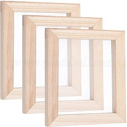 Superfindings 3 piezas 17.8x14.8x1.3 cm rectángulo de madera corpulenta fabricación de papel marco de molde herramientas de pantalla deckle marco de serigrafía para manualidades de papel