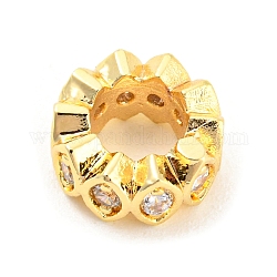 Gestell Messing Mikro pflastern Zirkonia Perlen, langlebig plattiert, Bleifrei und cadmium frei, runder Ring mit Pferdeauge, echtes 18k vergoldet, 8x3.5 mm, Bohrung: 4 mm