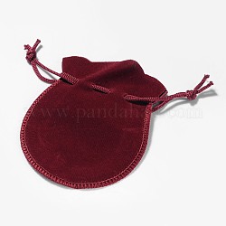 Bolsas de terciopelo, bolsas de joyería con cordón en forma de calabaza, rojo violeta medio, 9x7 cm