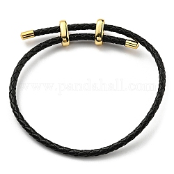 Bracelets en cuir tressé, bracelet réglable, noir, diamètre intérieur: 5/8~2-7/8 pouce (1.5~7.3 cm)