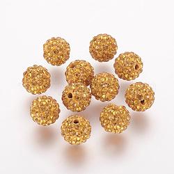 Perline strass polimero argilla, grado a, tondo, perline palla di disco, topazio, 10x9.5mm, Foro: 1.5 mm