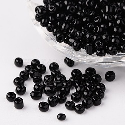 8/0 Opaque Colours Round Glass Seed Beads, Black, Size: about 3mm in diameter, hole:1mm, about 1101pcs/50g
