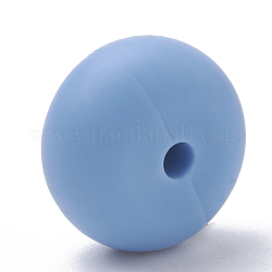 Perle di silicone ecologiche per uso alimentare, masticare perline per i denti, fare collane fai-da-te fai-da-te, rondelle, blu fiordaliso, 14x8mm, Foro: 3 mm