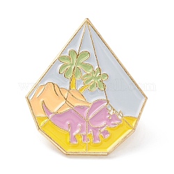 Pin de esmalte de dinosaurio, Broche de esmalte de aleación con forma de diamante para ropa de mochila, dorado, colorido, 27x23x9mm