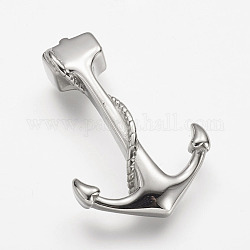 304 Stainless Steel Anchor Hook Clasps, For Leather Cord Bracelets Making, Stainless Steel Color, 43x29x7mm, Hole: 5x9.5mm