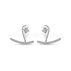 TINYSAND 925 Sterling Silver Trendy Silver Ear Jacket, Silver, 20.3x15.5mm, Pin: 10.98mm