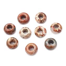 Perles de jaspe bréchiques naturelles, Perles avec un grand trou   , rondelle, 14x7~8mm, Trou: 6mm