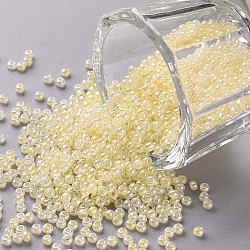 Perline di semi di vetro rotonde di grado 12/0, ceylon, chiffon al limone, 2x1.5mm, Foro: 0.7 mm, circa 48500pcs/libbra