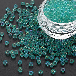 Diy 3 d clavo de la decoración del arte mini abalorios de cristal, diminutas cuentas de uñas caviar, color de ab chapado, redondo, medio turquesa, 3.5mm, aproximamente 450 g / bolsa