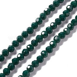 Sfaccettate perle di vetro fili, tondo, verde scuro, 6x5.5mm, Foro: 1.2 mm, circa 95pcs/filo, 22.24'' (56.5 cm)