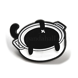 Cartoon-Katze-Emaille-Pin, Legierungsbrosche für Rucksackkleidung, Schwarz, 21x28x1.5 mm