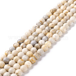 Chapelets de perles en turquoise de HuBei naturelle, ronde, 6mm, Trou: 1mm, Environ 65 pcs/chapelet, 15.94'' (40.5 cm)