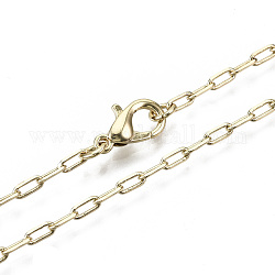 Латунные скрепки, изготовление ожерелья из вытянутой удлиненной кабельной цепочки, с карабин-лобстерами , золотой свет, 24.01 дюйм (61 см) в длину, ссылка: 5x2x0.7 mm, Перейти кольцо: 4x1 мм