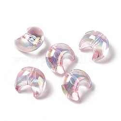 Abalorios de resina transparentes, luna, rosa, 25x22x16.5mm, agujero: 3.5 mm