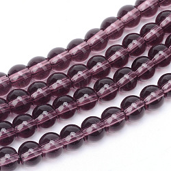 Glass Beads Strands, Round, Purple, about 10mm in diameter, hole: 1mm, about 30pcs/strand, 12inch